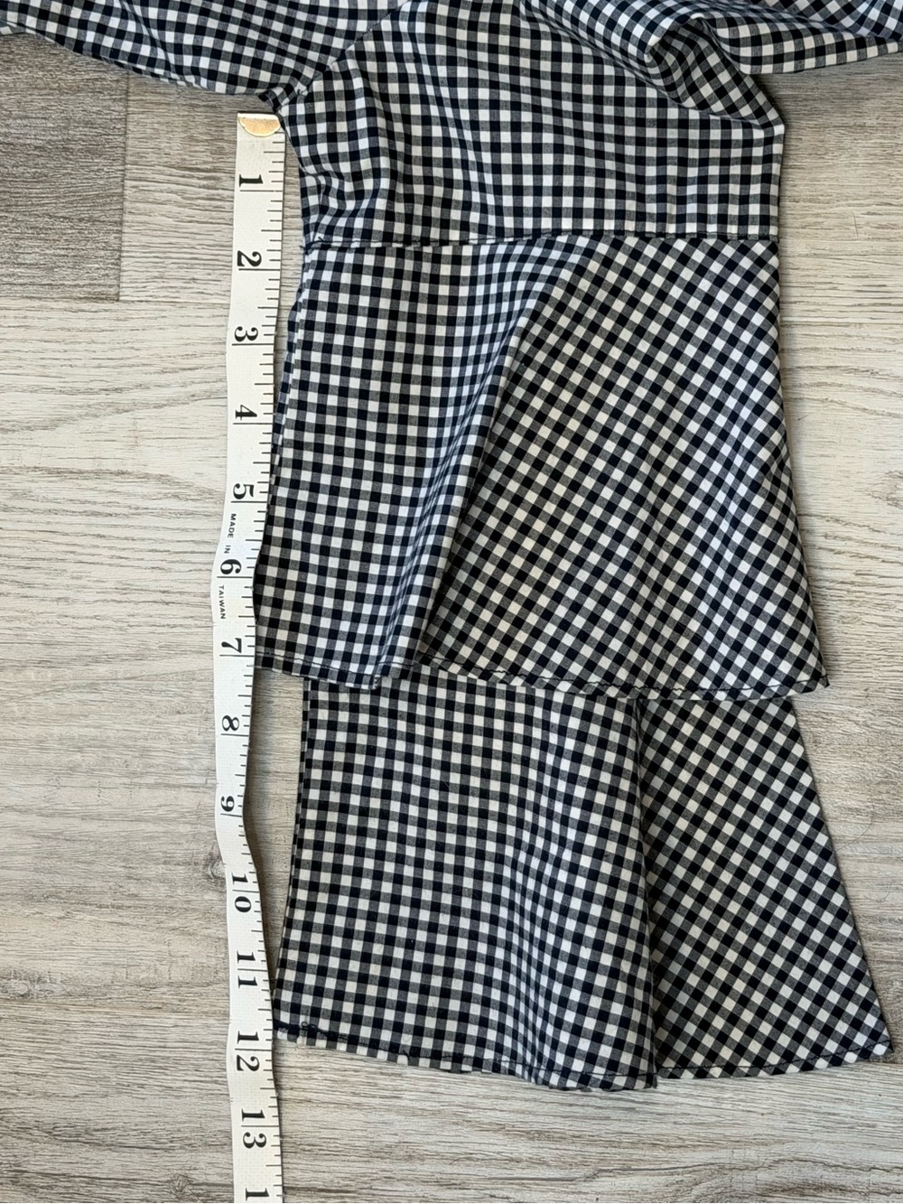J. McLaughlin Letty Gingham Ruffle Bell Sleeve Sheath Dress Navy White size M - Picture 14 of 14